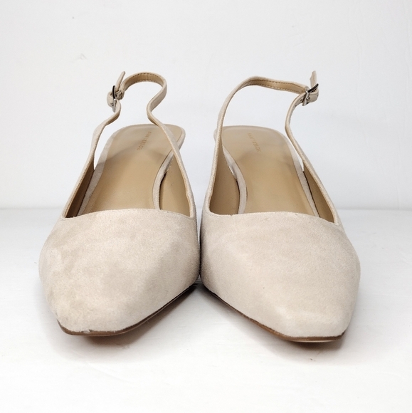 Ann Taylor Women's Nude Suede Strap Pointed Toe Dress Low Kitten Heels Size 11M - Picture 5 of 13